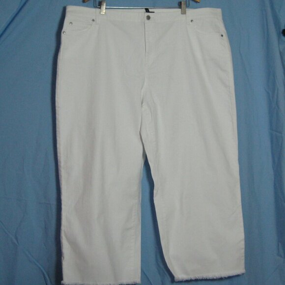 Eileen Fisher Jeans 3X Plus Cropped Raw Hem White Wide Leg New Organic Cotton - Picture 1 of 3